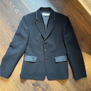 Tahari ASL Black Blazer with Checkered Accents Size 8